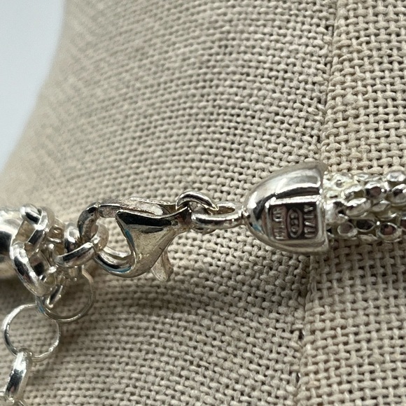 Vintage Milor Italy Sterling Silver 925 Necklace w/ Gemstones Adjustable 16-18" - Picture 8 of 12